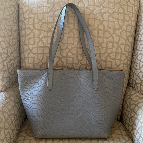 COPY - Gigi New York Embossed Python Leather Tote - Picture 1 of 7